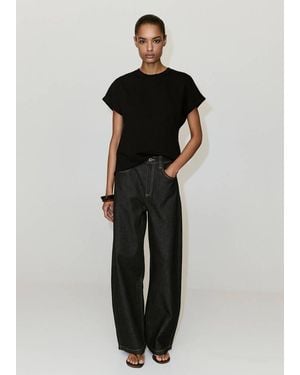 Mango Short-Sleeved Cotton T-Shirt - Black