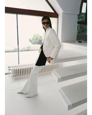 Mango Jacket With Jewel-Button Strip Collar - Blue