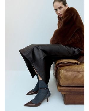 Mango Chaussures Talon Bride Chocolat - Noir