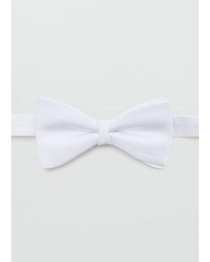 Mango Microstructure Silk Bow Tie - White