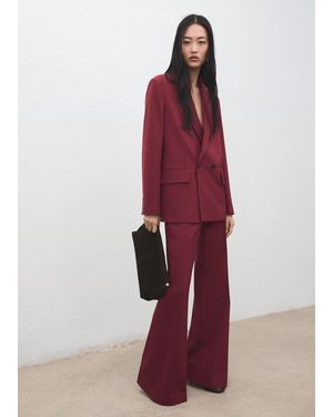 Mango Pantaloni Completo Wide Leg Vino - Rosso