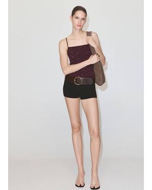 Mango Sparkly Top With Fine Straps - Brown