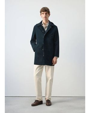 Mango Water-Repellent Parka With Removable Hood - Blue