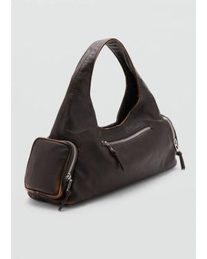 Mango Shoulder Bag With Pockets - Black