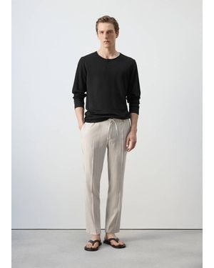 Mango Henley T-Shirt - Black