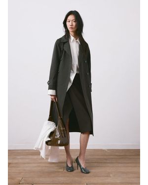 Mango Long Double-Breasted Trench Coat - Brown