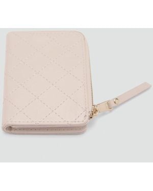 Mango Wallet With Decorative Stitching - Natural