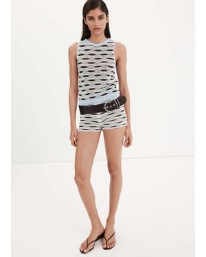 Mango Wavy Stripe Knit Shorts - Blue