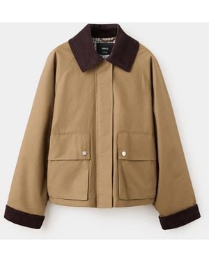 Mango Cotton Parka With Corduroy Collar - Natural