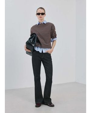Mango Striped Boat Neck Sweatshirt - Blue