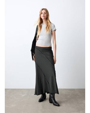 MANGO TEEN Long Skirt With Distressed Details - White
