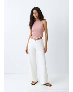MANGO TEEN Ruched Halter Top - White