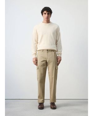 Mango 100% Cotton Cargo Pants - Natural