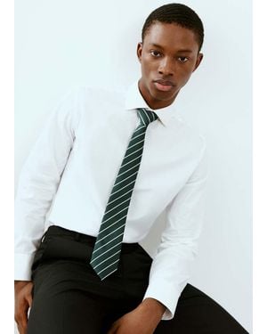 MANGO TEEN Striped Tie - White