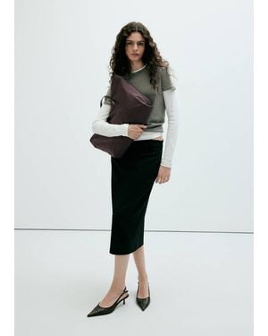 Mango Shopper Bag With Buckle Details - Brown