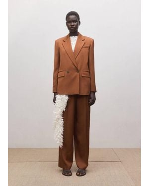 Mango Double-Breasted Suit Jacket - Brown