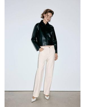 Mango Gerade Jeans Miami Mit Mittlerer Bundhöhe - Weiß