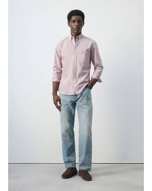 Mango Oxford Shirt, Regular Fit, 100% Cotton, Striped - Pink