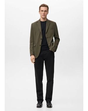 Mango Structured Slim Fit Cotton Blazer - Green