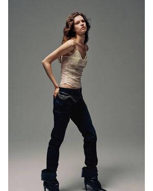 Mango Draped Lace Top - Gray