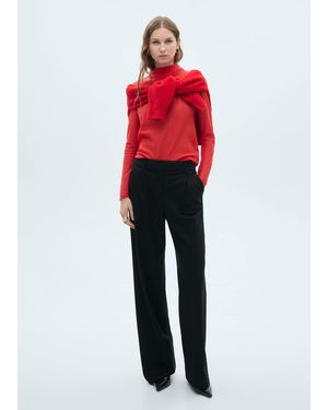 Mango Semi-Transparent Turtleneck Jumper - Red