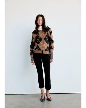 Mango Diamond-Pattern Cardigan With Scarf Detail - White