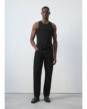 Mango Slim-Fit Cotton Tank Top - Black