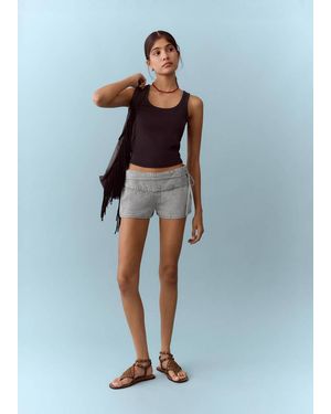 MANGO TEEN Tie-Waist Mini Shorts - Blue