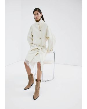 Mango Studs Suede Ankle Boots - White