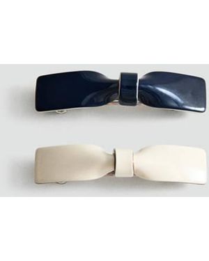 Mango Set Of Bow Hair Clips - Blue