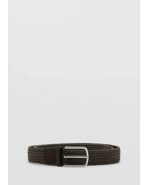 Mango Braided Elastic Belt - White