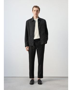 Mango Lyocell Cotton Jacket With Pockets - Black