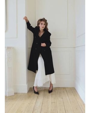 Mango Cappotto Panno Misto Lana Nero