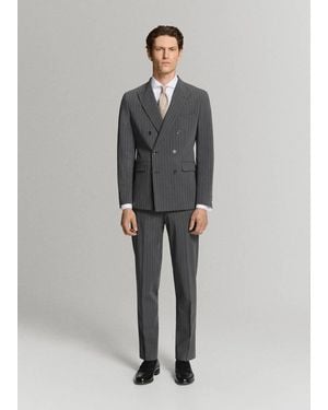 Mango Giacca Completo Mónaco Doppiopetto Slim-Fit Grigio - Nero