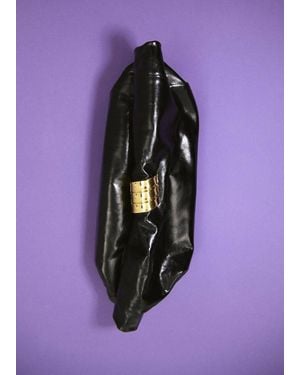 Mango Leather Clutch Bag With Metallic Appliqué - Purple