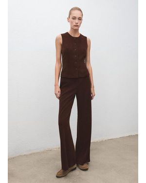 Mango Corduroy Trousers With Elastic Waist - Brown