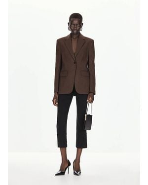 Mango Straight Jacket With Flap Pockets - Brown