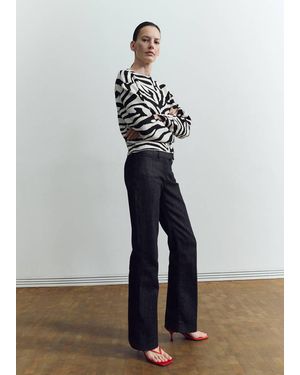 Mango Zebra Print Knitted Jumper - White
