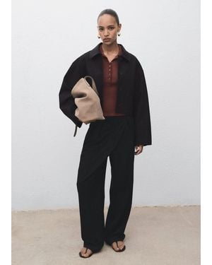 Mango Cropped Jacket With Pockets - Black