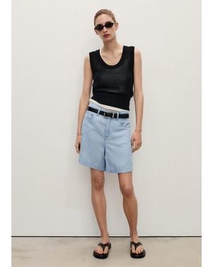 Mango Straight-Fit Lyocell Bermuda Shorts - Multicolor