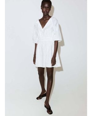 Mango Embroidered Short Dress - White
