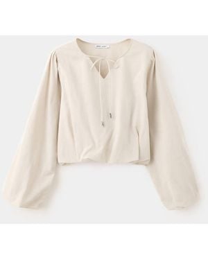 MANGO TEEN Chiffon Blouse With Bow - Natural