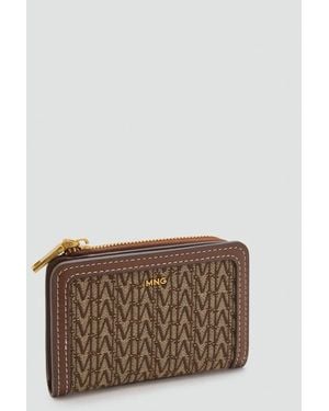 Mango Wallet With Flap And Logo - Brown