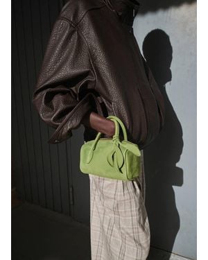 Mango Lederhandtasche - Schwarz