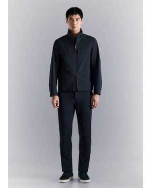 Mango Water-Repellent Jacket With Pockets - Blue