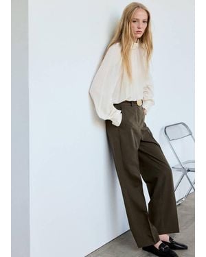 Mango Straight Suit Trousers - Green