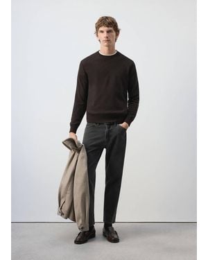 Mango 100% Wool Fine-Knit Jumper - Black