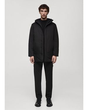 Mango Thermore Waterproof Quilted Parka With Thermore Padding Charcoal - Black