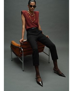 Mango Ruched Blouse With Shoulder Pads - Black