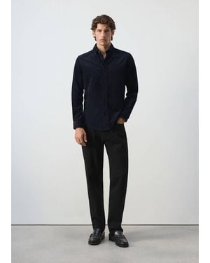 Mango Classic-Fit Micro-Corduroy Shirt - Blue